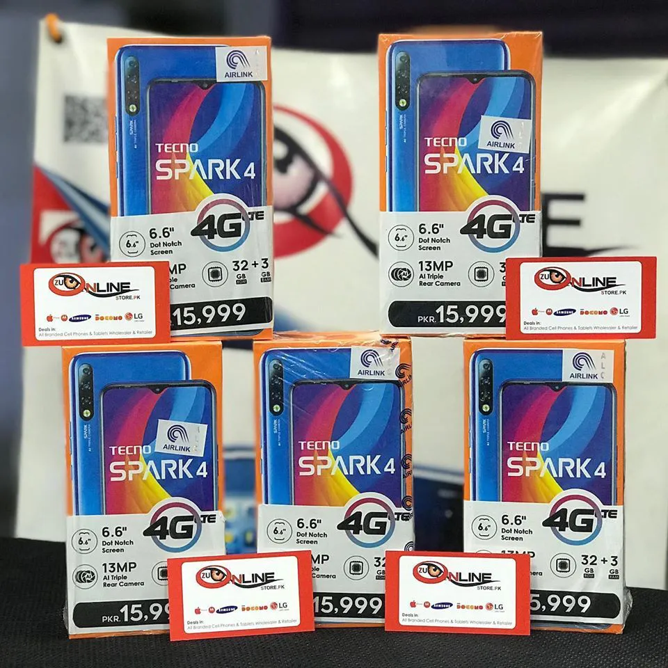 TECNO SPARK 4 BOX PACK AIRLINK OFFICIAL 1 YEAR WARRANTY 03452914221 - ad image 1