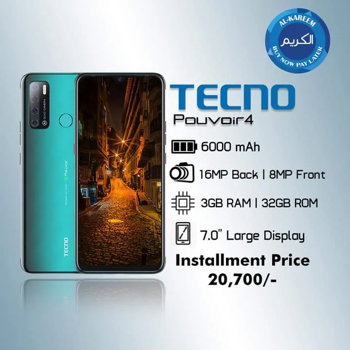 Tecno Pouvoir 4 3GB RAM | 32GB ROM | 6000mAh | 16MP Back - 8MP Front Camera - ad image 1