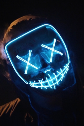 Blue LED Mask mobile wallpaper