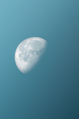 Half Moon in Blue Sky  mobile wallpaper